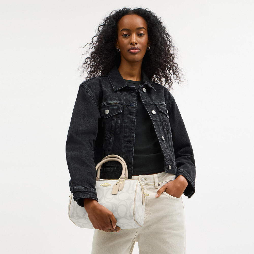 ⭐️Coach NWT Rowan Satchel In Sketch Signature Canvas / Crossbody & Gold Hardware - Picture 5 of 10